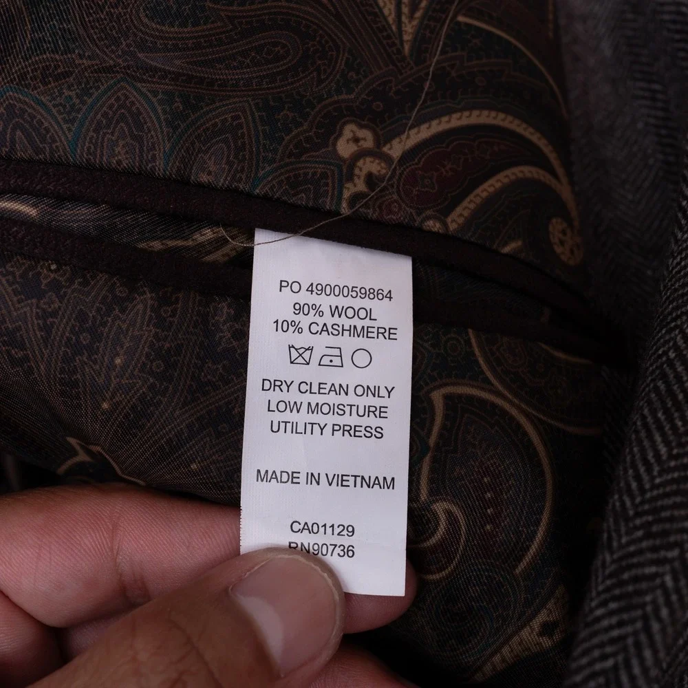Macy's Men's Store Sport Coat Mens Brown Excellent Wool Cashmere Herringbone